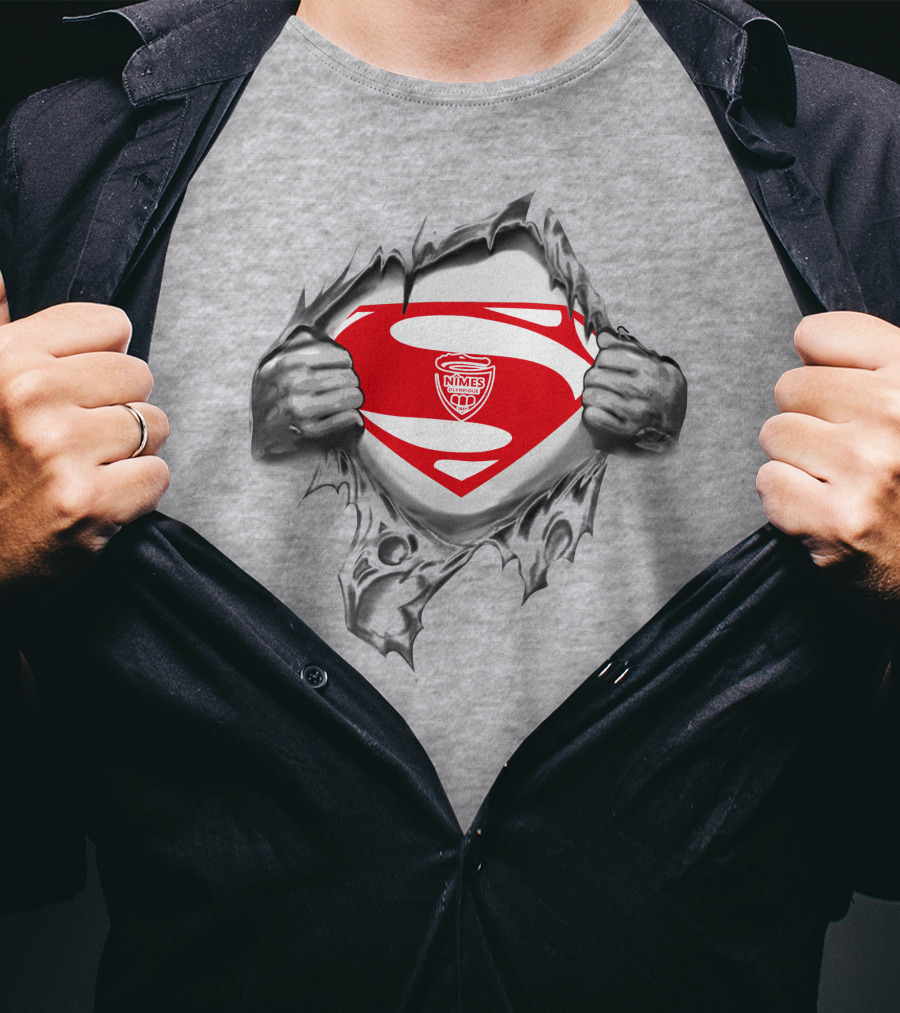 Nimes Olympique Superman Logo Reveal T-Shirt
