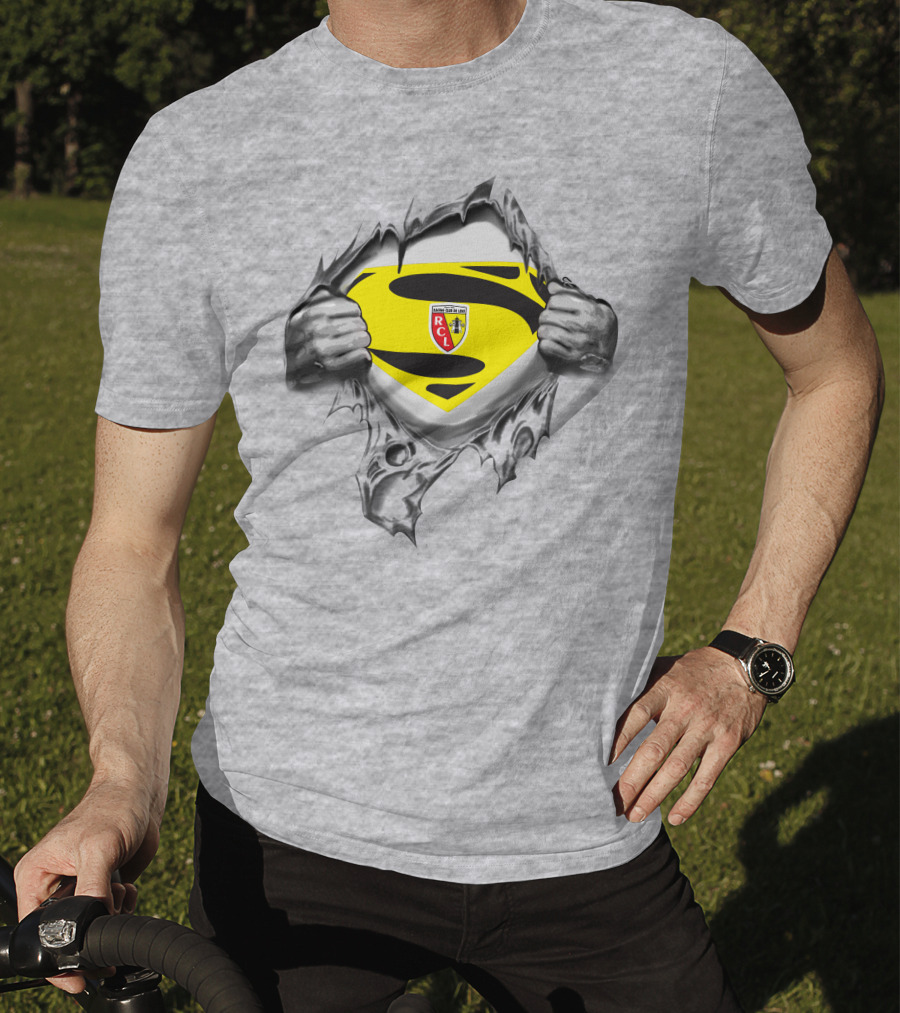 RC Lens Superman Shield Emblem With Hands Ripped T-Shirt