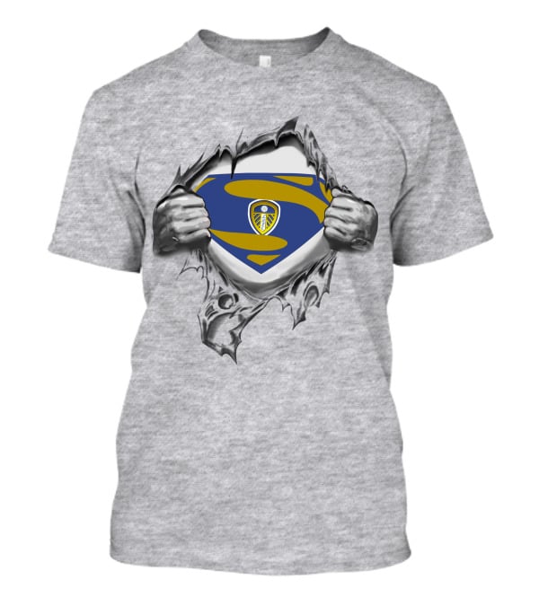 Leeds United Superman Logo Torn Fabric T-Shirt