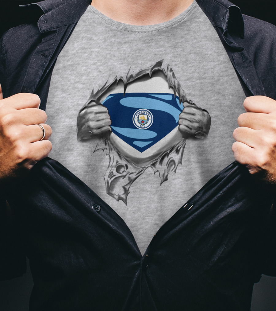 PL Manchester City Super Hero Logo Emblem T-Shirt