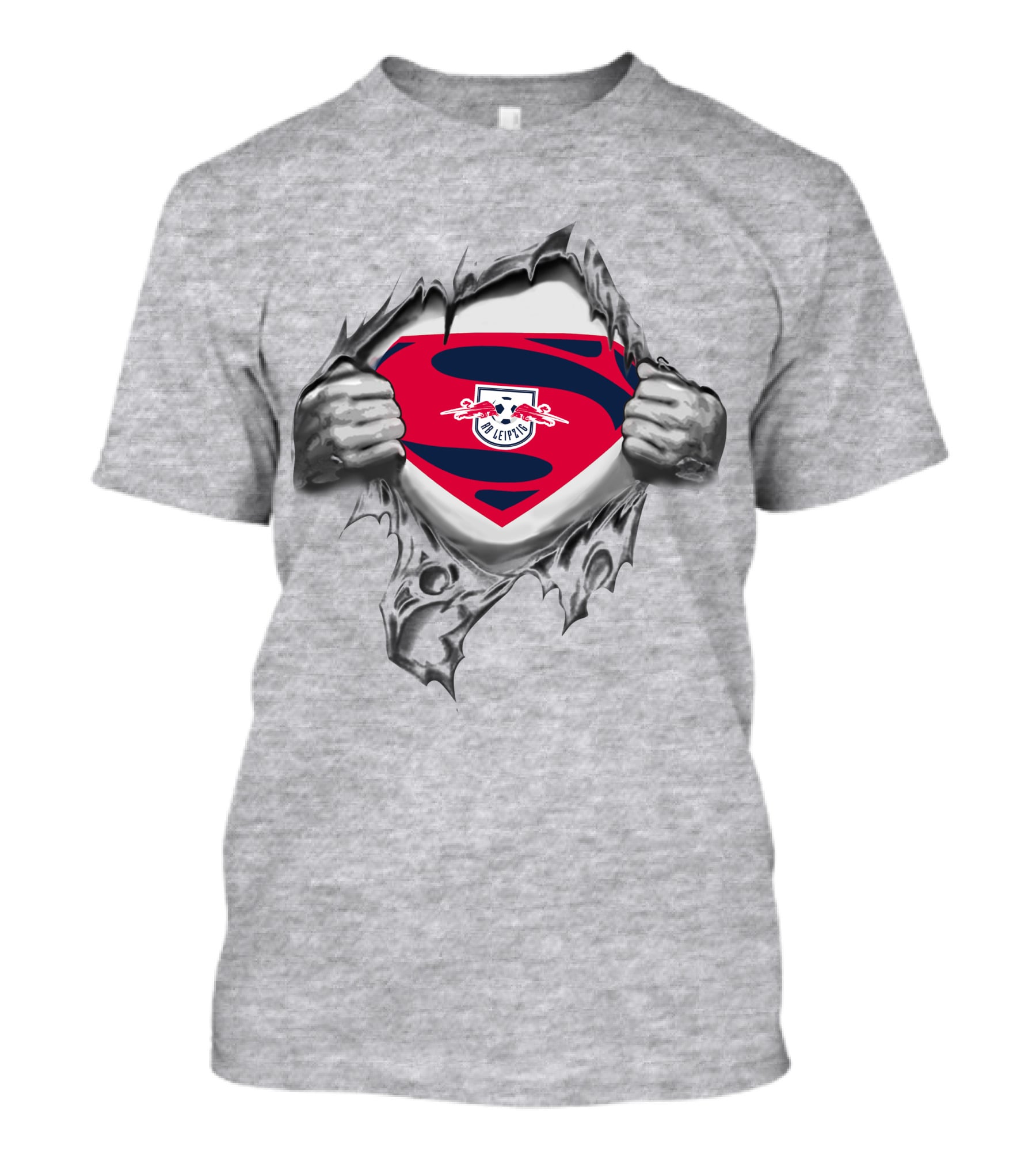 DFL RB Leipzig Superman Logo Inside Ripping Superhero Chest T-Shirt