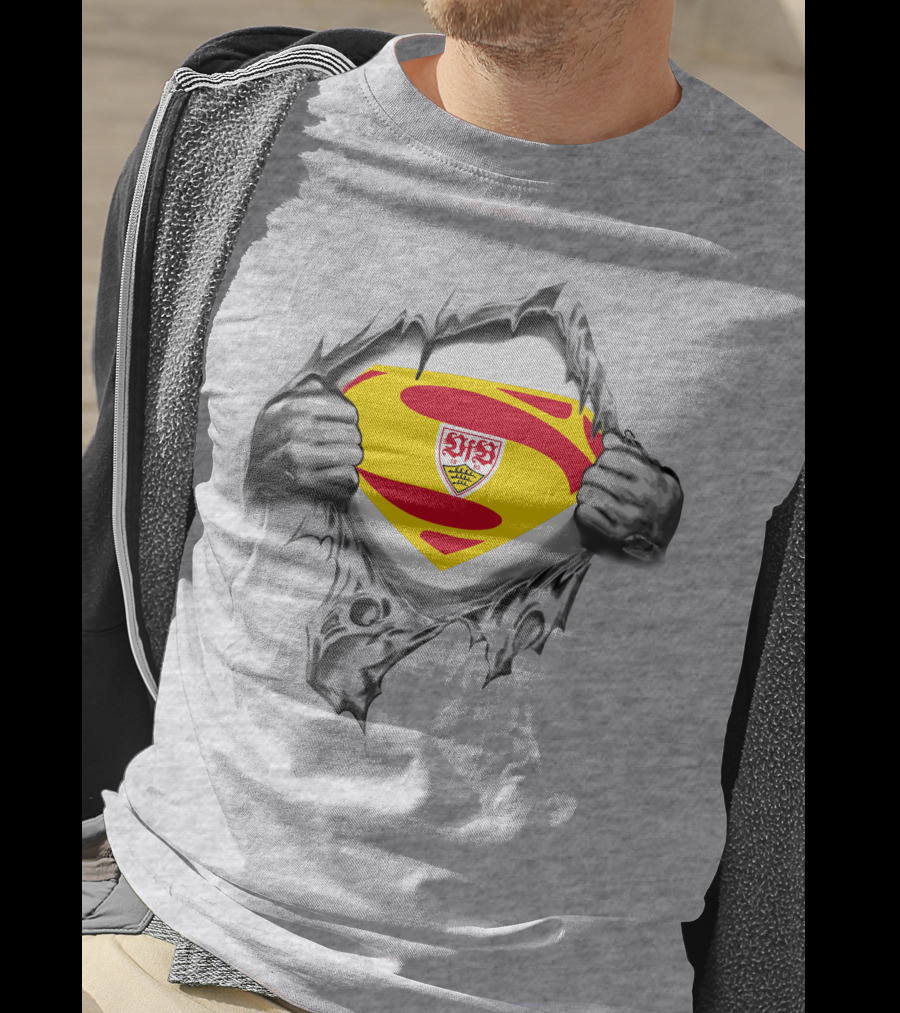 VfB Stuttgart Superman Shield Ripped Jersey T-Shirt