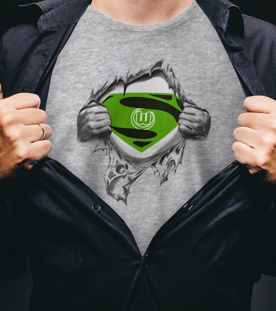 DFL VfL Wolfsburg Superman Shield Logo Rip T-Shirt