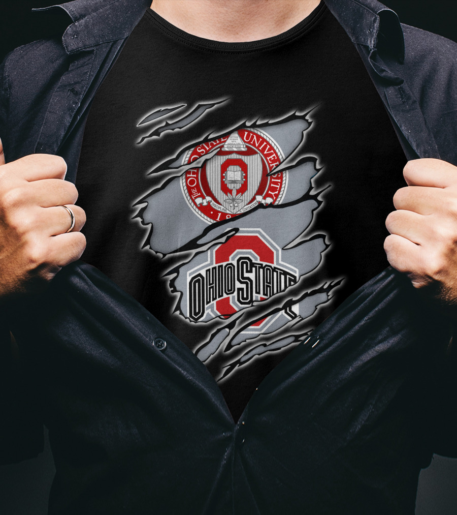 NCAA Ohio State University Emblem With Claw Marks T-Shirt