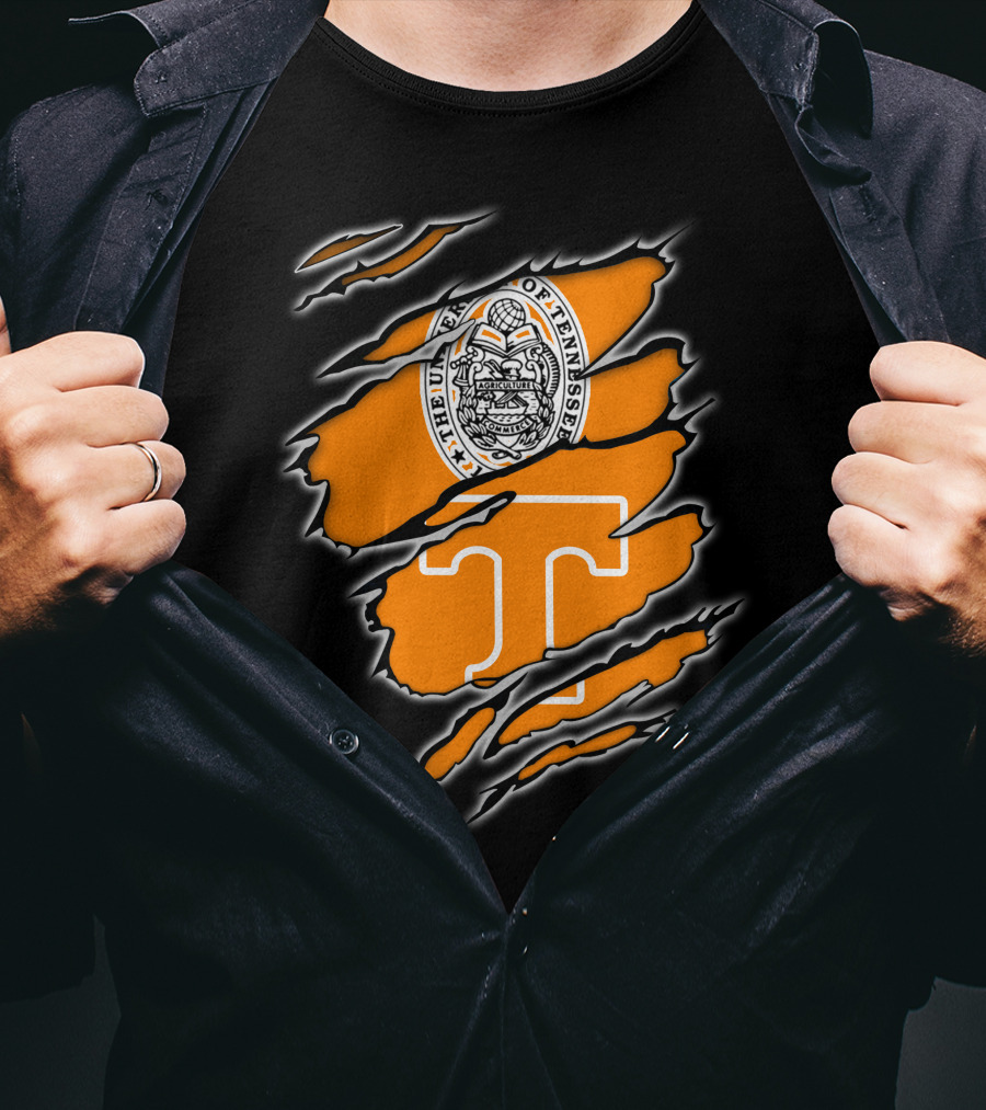 NCAA Tennessee Volunteers University Of Tennessee Seal And T Logo Orange Claw Marks T-Shirt