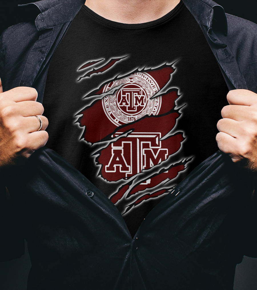 NCAA Texas AM University Aggies Emblem 1876 Claw Marks T-Shirt