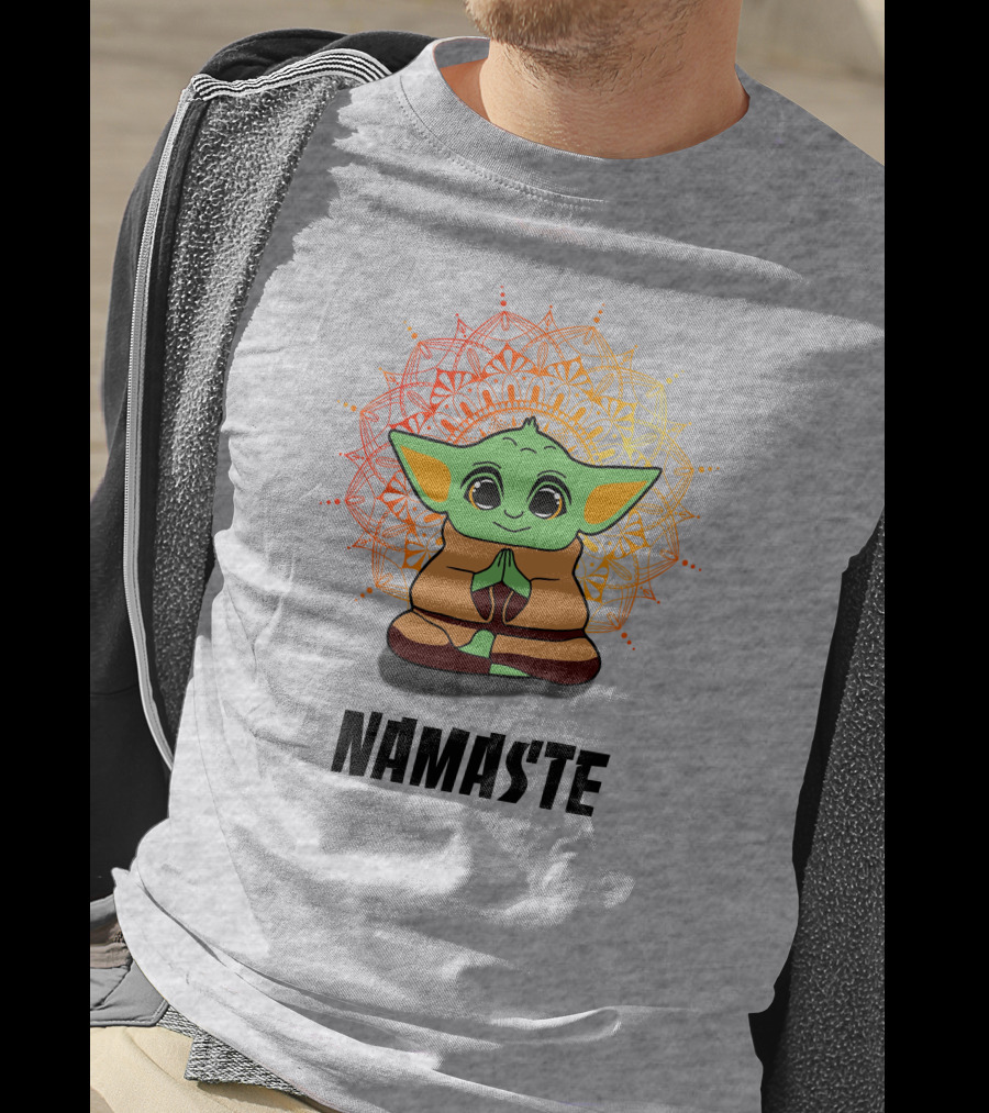 Baby Yoda Namaste Meditate Mandala T-Shirt