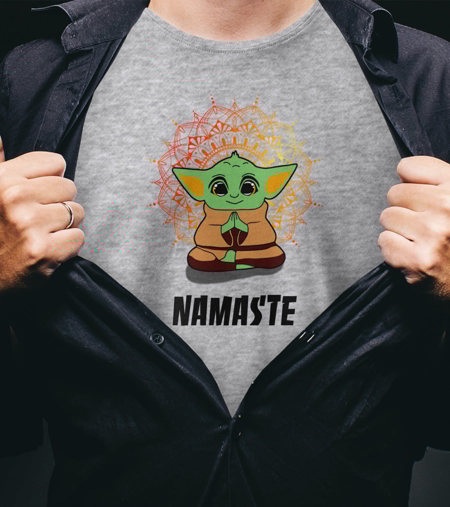 Baby Yoda Namaste Meditate Mandala T-Shirt