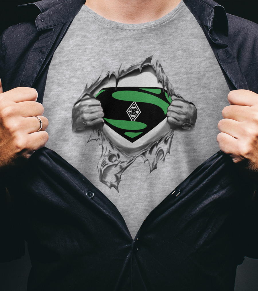 Borussia Monchengladbach B Logo Superman Crest Reveal Iconic Heroic T-Shirt