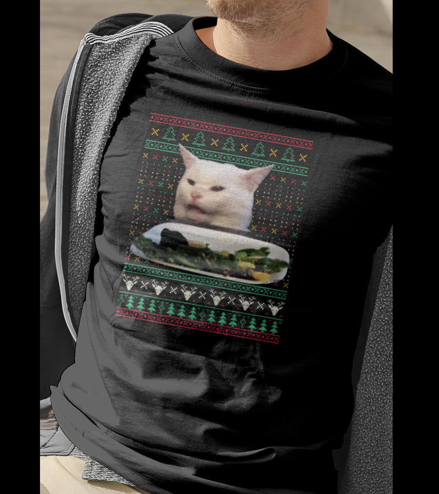Yelling At A Cat Meme Ugly Christmas T-Shirt