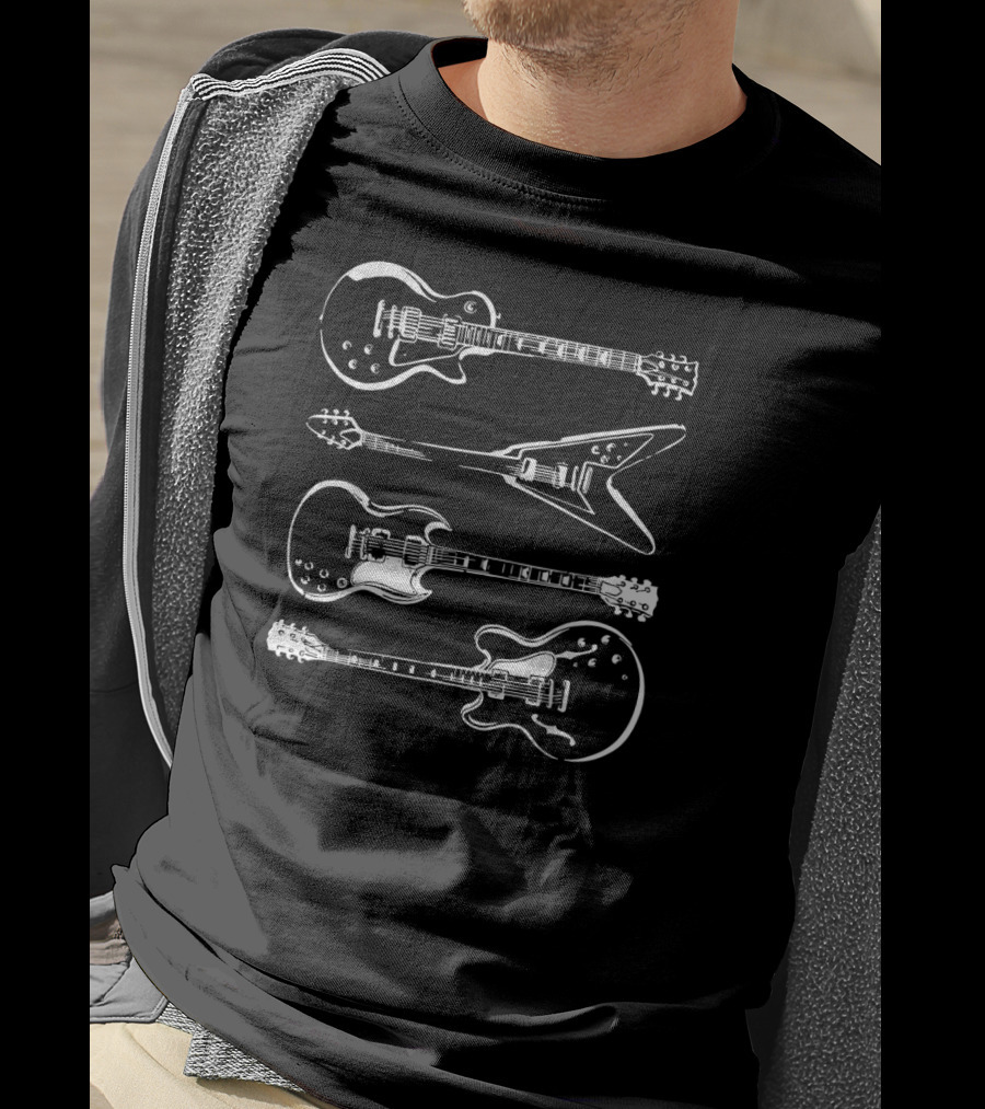 Awesome Hand Drawn Vintage Electric Guitars T-Shirt