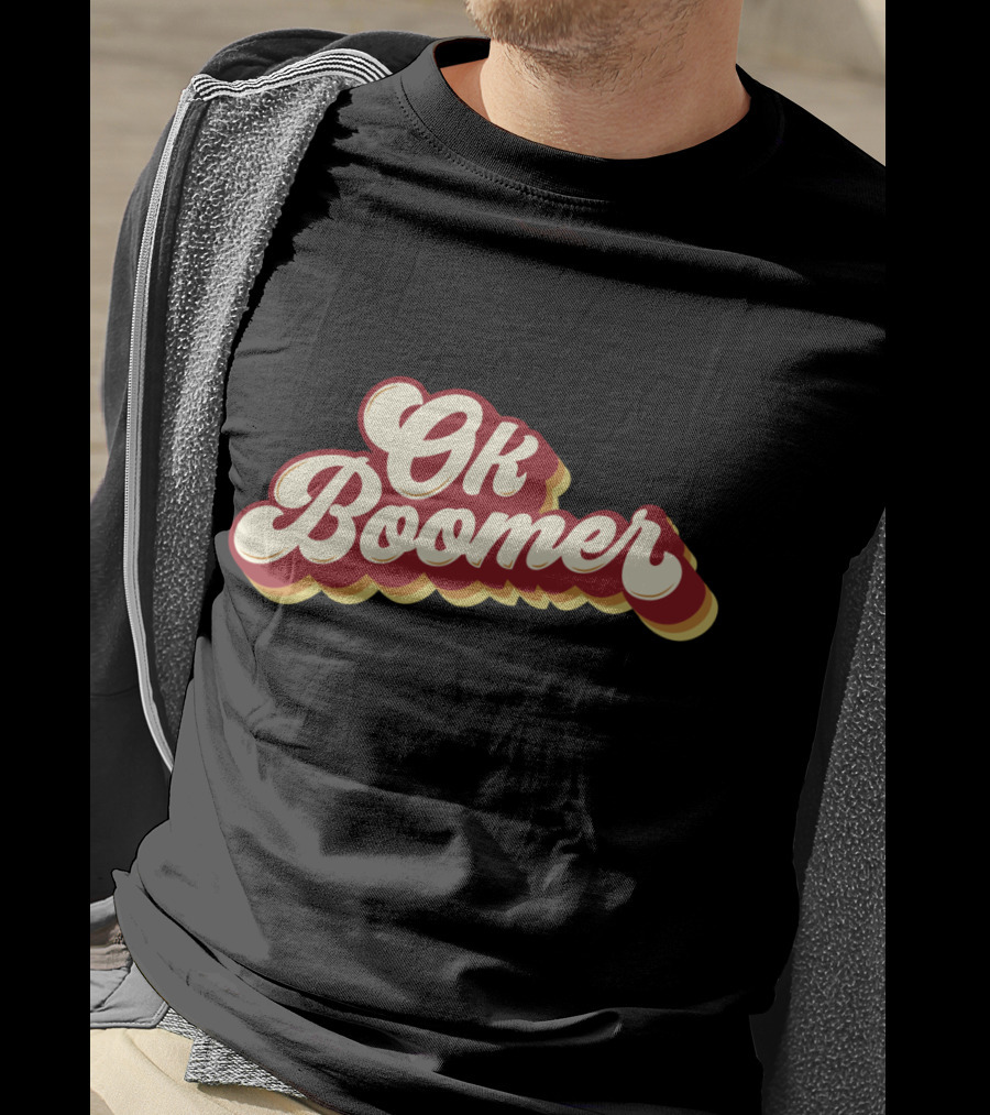 Ok Boomer Funny Meme Vintage Style Retro Typography T-Shirt