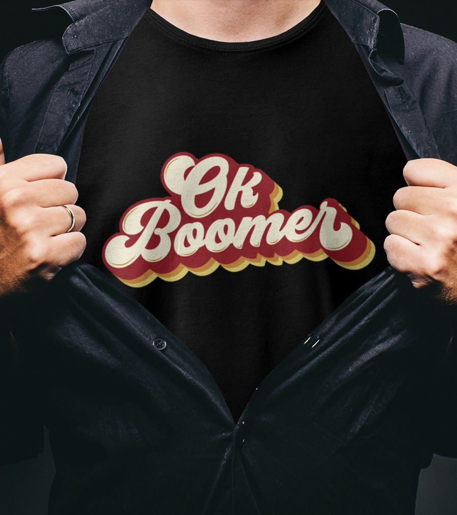 Ok Boomer Funny Meme Vintage Style Retro Typography T-Shirt