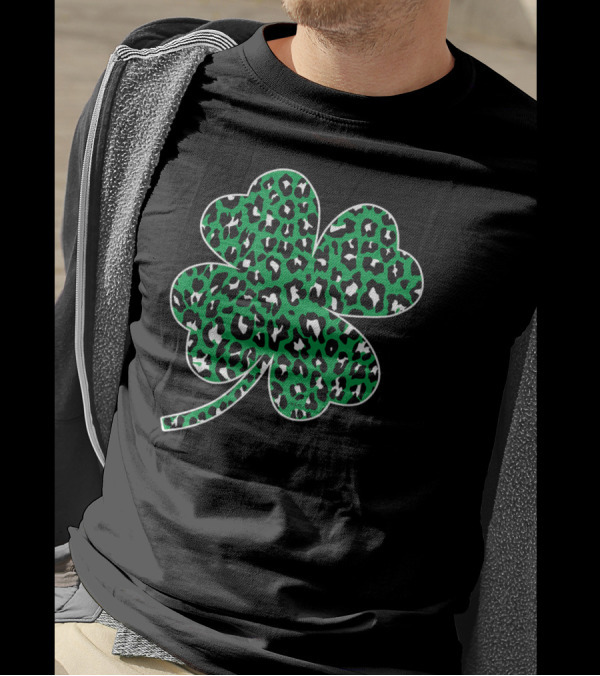 Green Leopard Clover Lucky Leaf St Patricks Day T-Shirt
