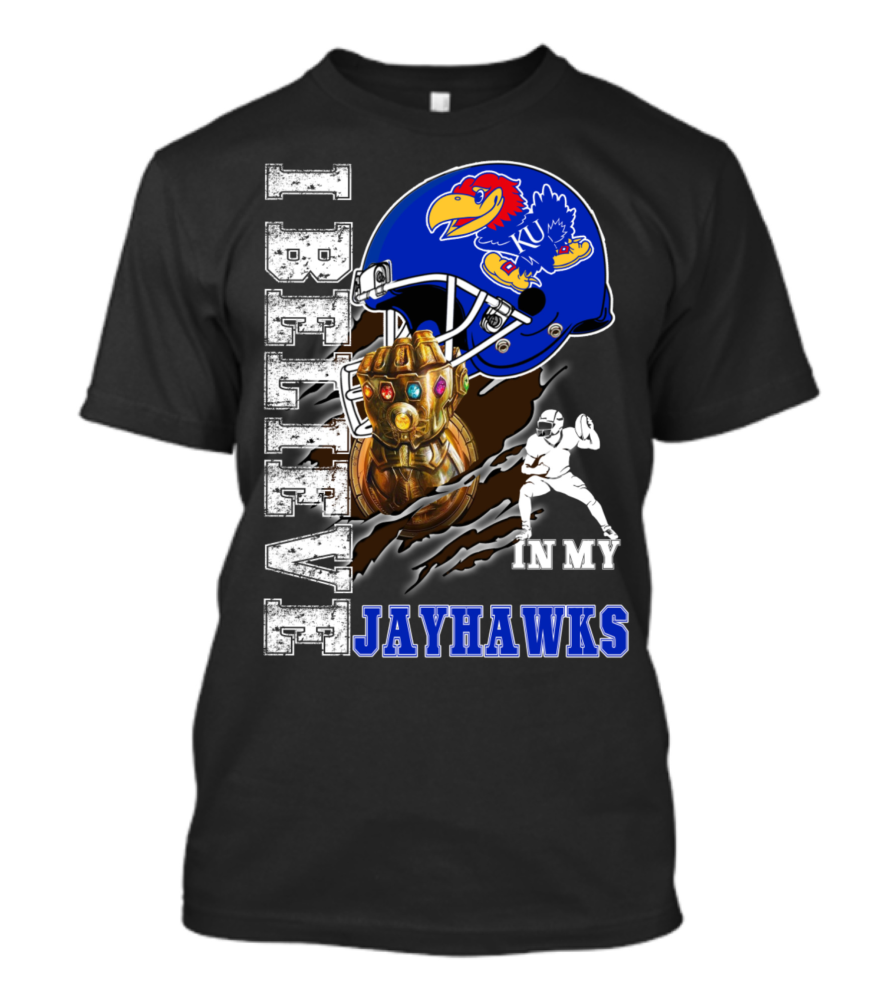 I Believe In My Jayhawks KU Fan Helmet Football Infinity Gauntlet T-Shirt