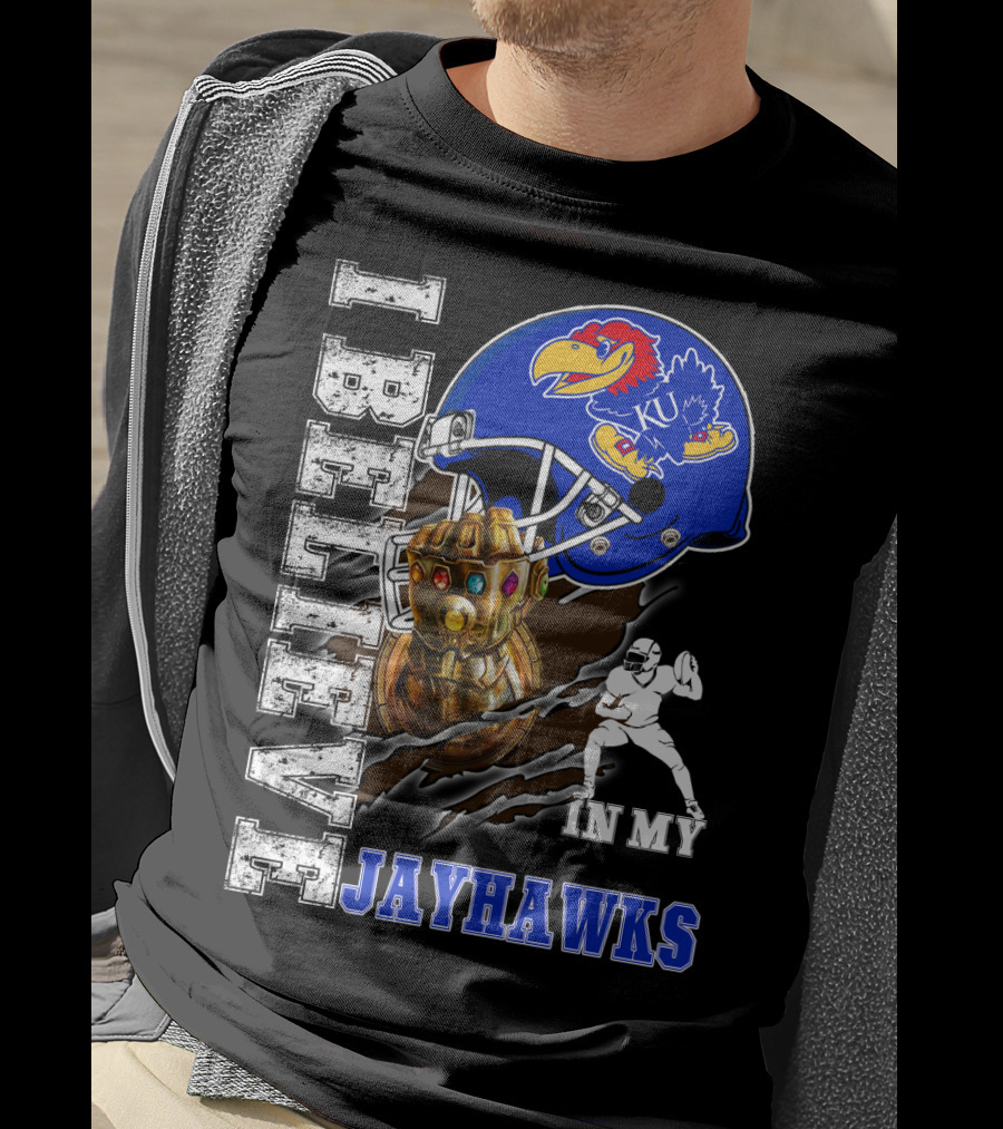 I Believe In My Jayhawks KU Fan Helmet Football Infinity Gauntlet T-Shirt