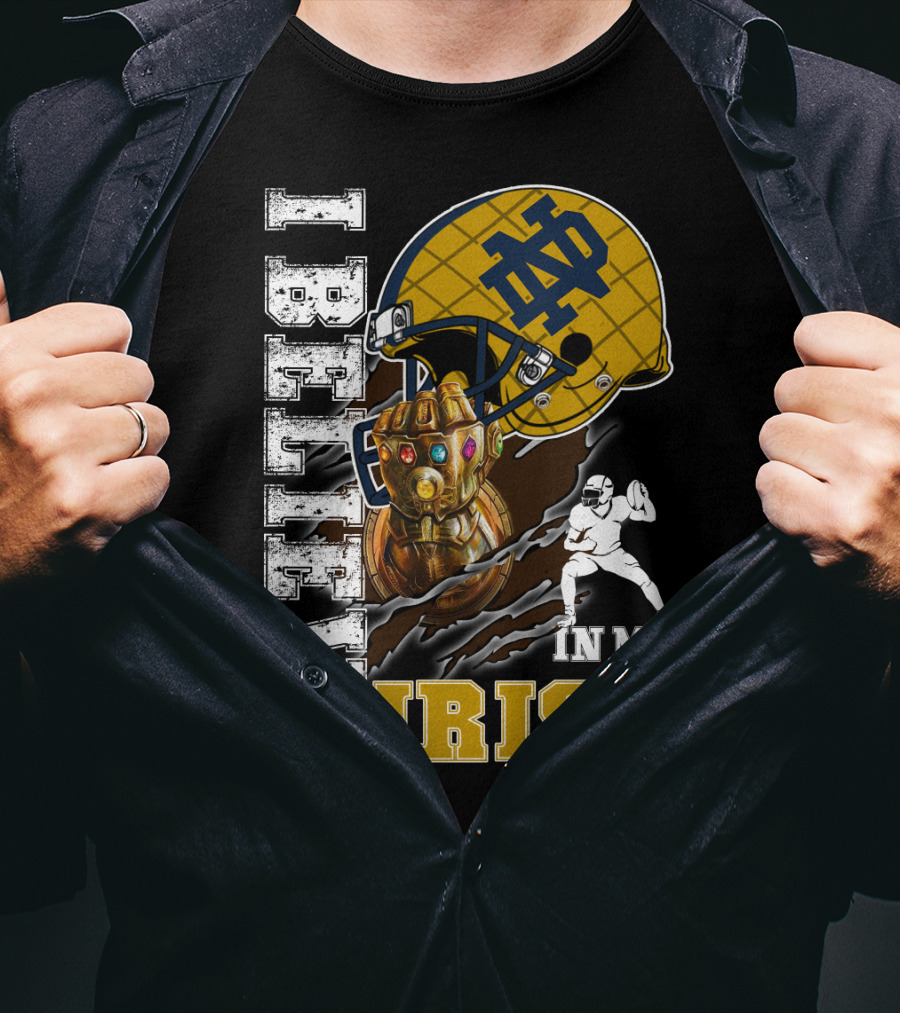 I Believe In My Irish Notre Dame Fan Infinity Gauntlet Football Helmet T-Shirt
