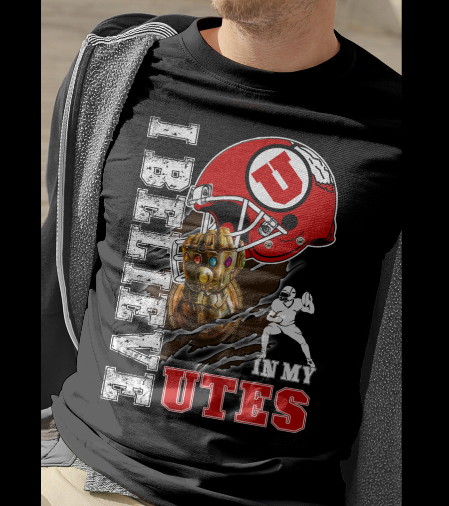 I Believe In My Utes Football Helmet And Infinity Gauntlet T-Shirt