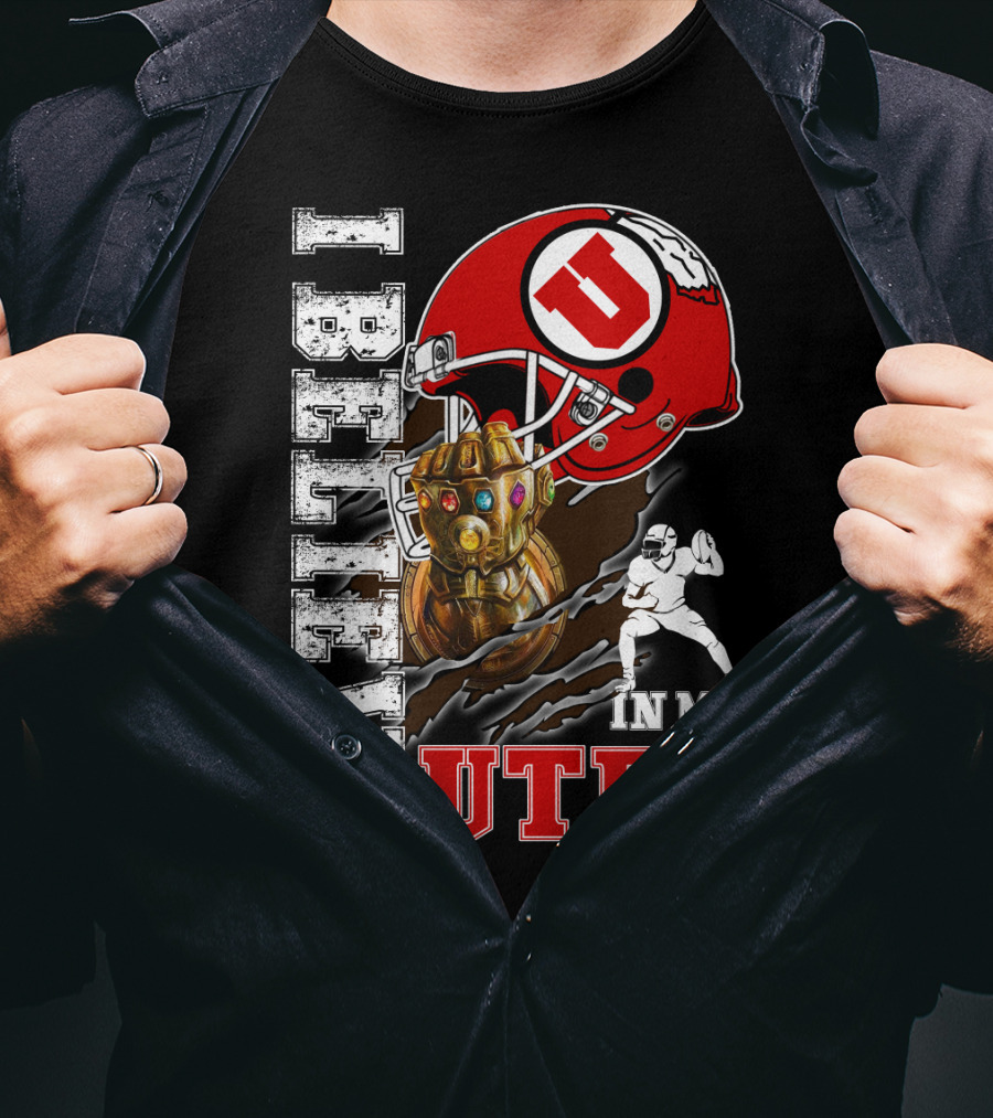 I Believe In My Utes Football Helmet And Infinity Gauntlet T-Shirt