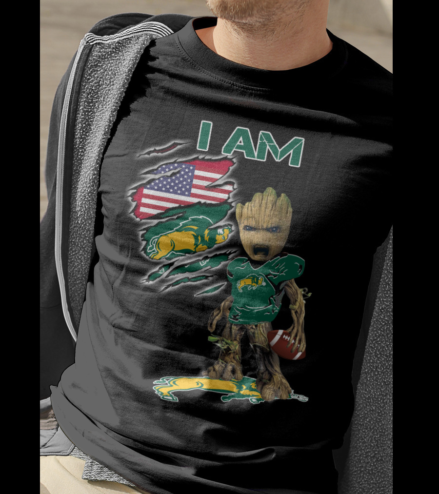 I Am Bison Baby Groot American Flag Football T-Shirt
