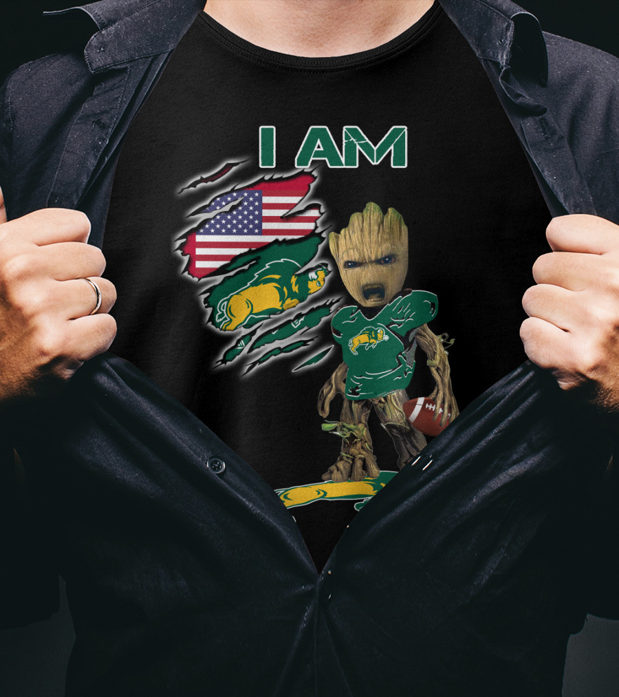 I Am Bison Baby Groot American Flag Football T-Shirt