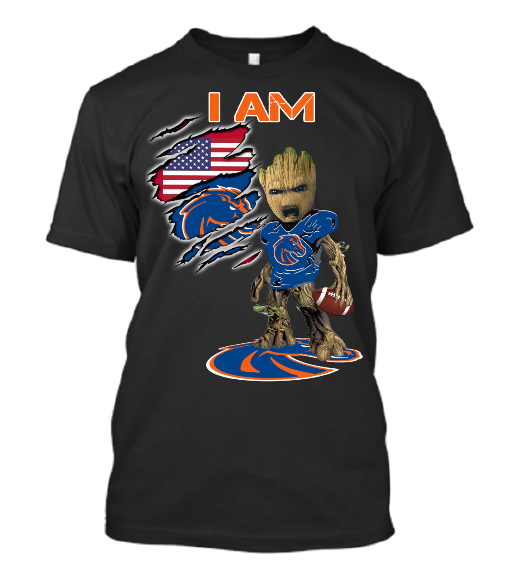 I Am Boise State Baby Groot American Football Fan T-Shirt