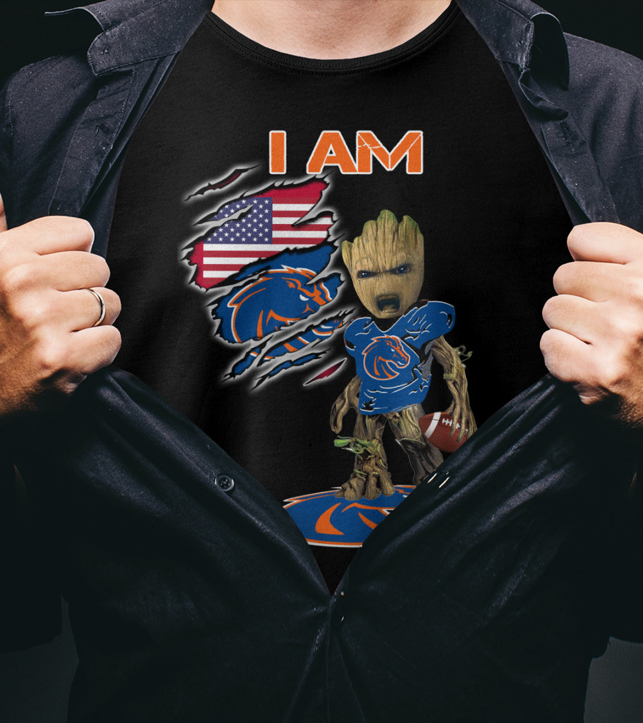 I Am Boise State Baby Groot American Football Fan T-Shirt