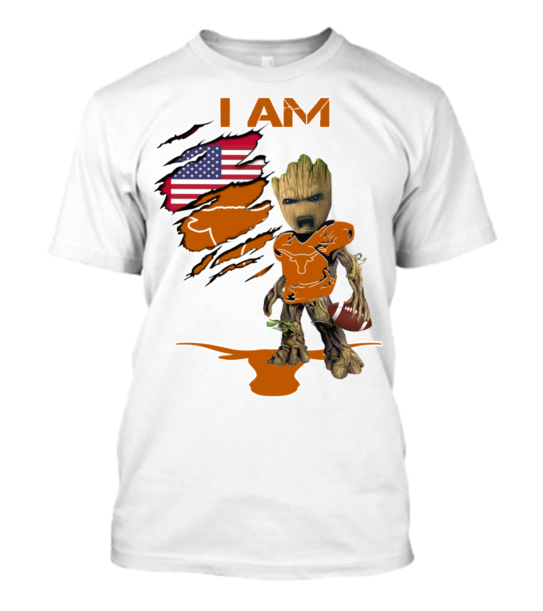 I AM Baby Groot Longhorns American Football T-Shirt
