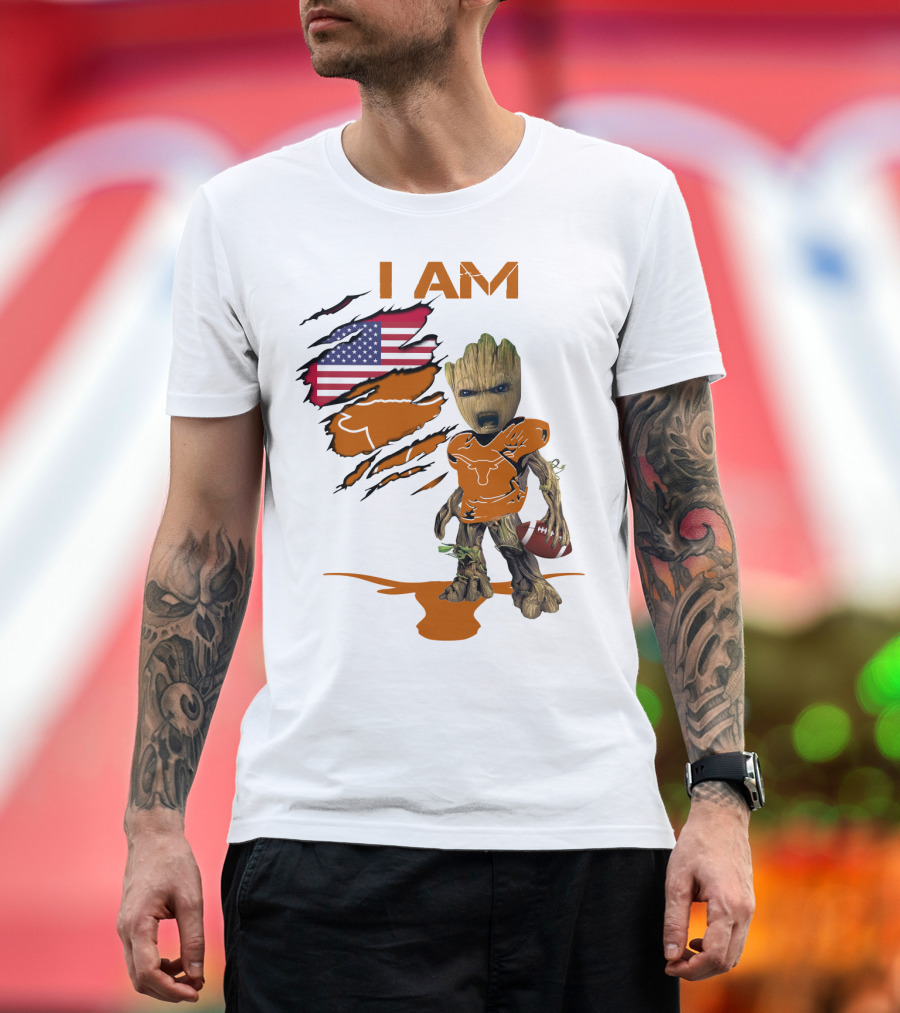 I AM Baby Groot Longhorns American Football T-Shirt