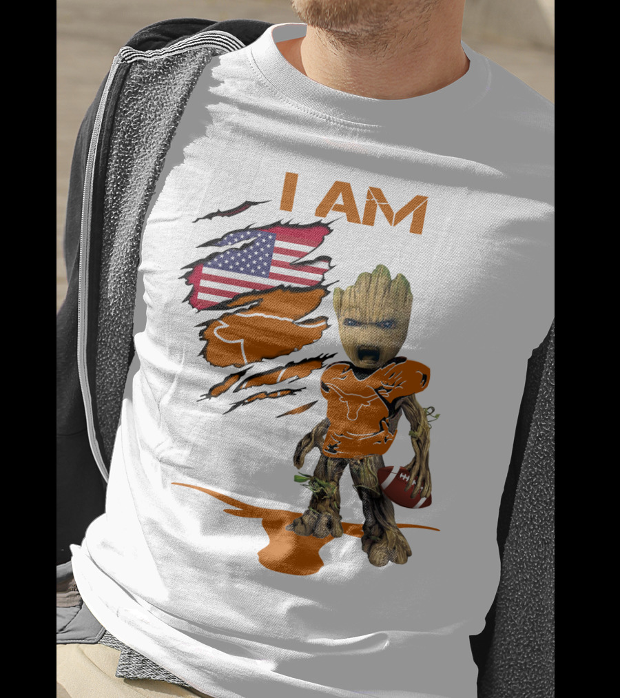 I AM Baby Groot Longhorns American Football T-Shirt