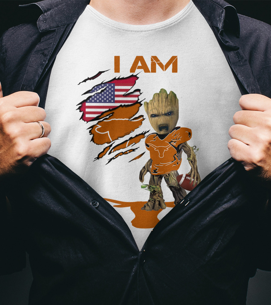 I AM Baby Groot Longhorns American Football T-Shirt