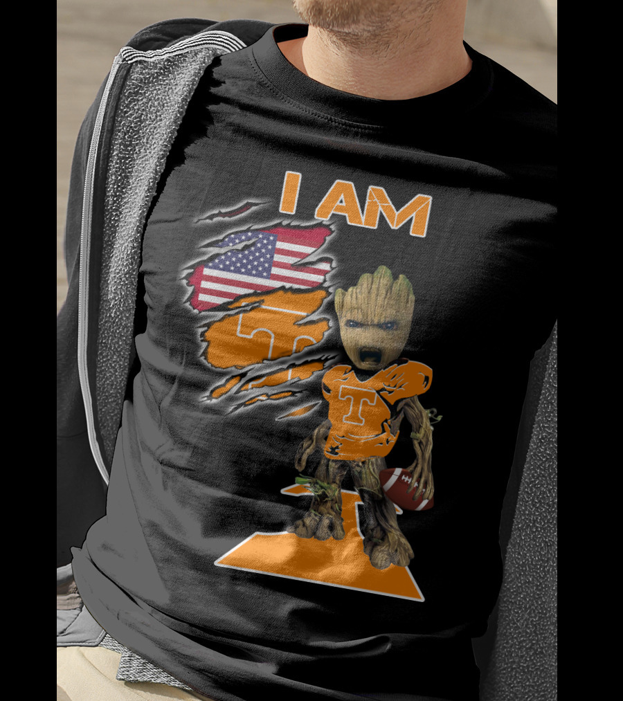 I Am Groot Tennessee Football T-Shirt American Flag T-Shirt