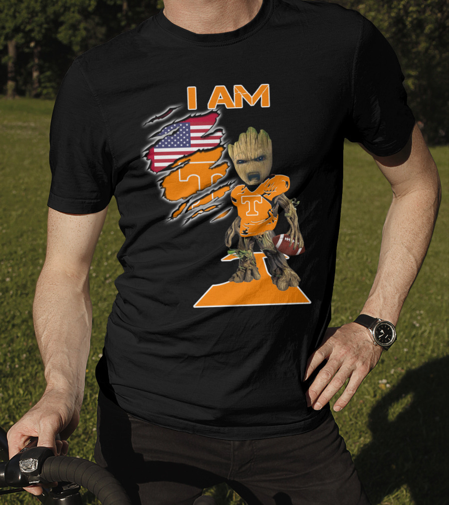 I Am Groot Tennessee Football T-Shirt American Flag T-Shirt