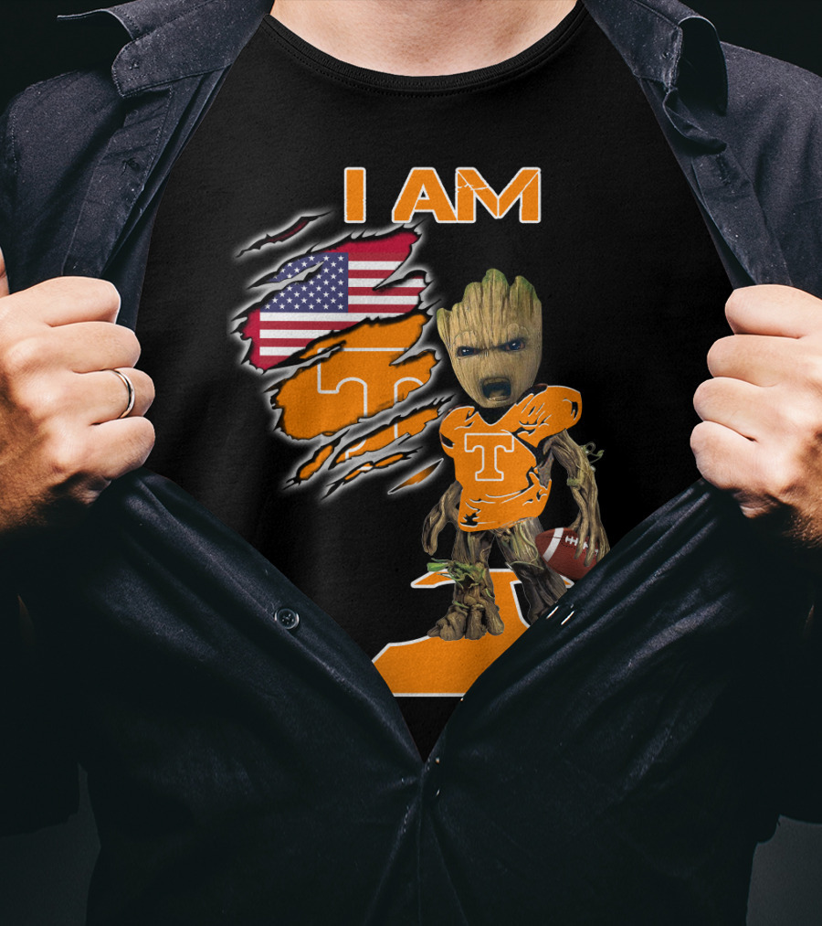 I Am Groot Tennessee Football T-Shirt American Flag T-Shirt