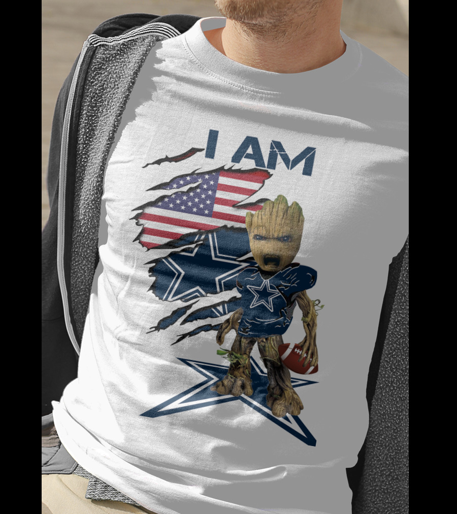 I Am Cowboys Baby Groot Star Football T-Shirt