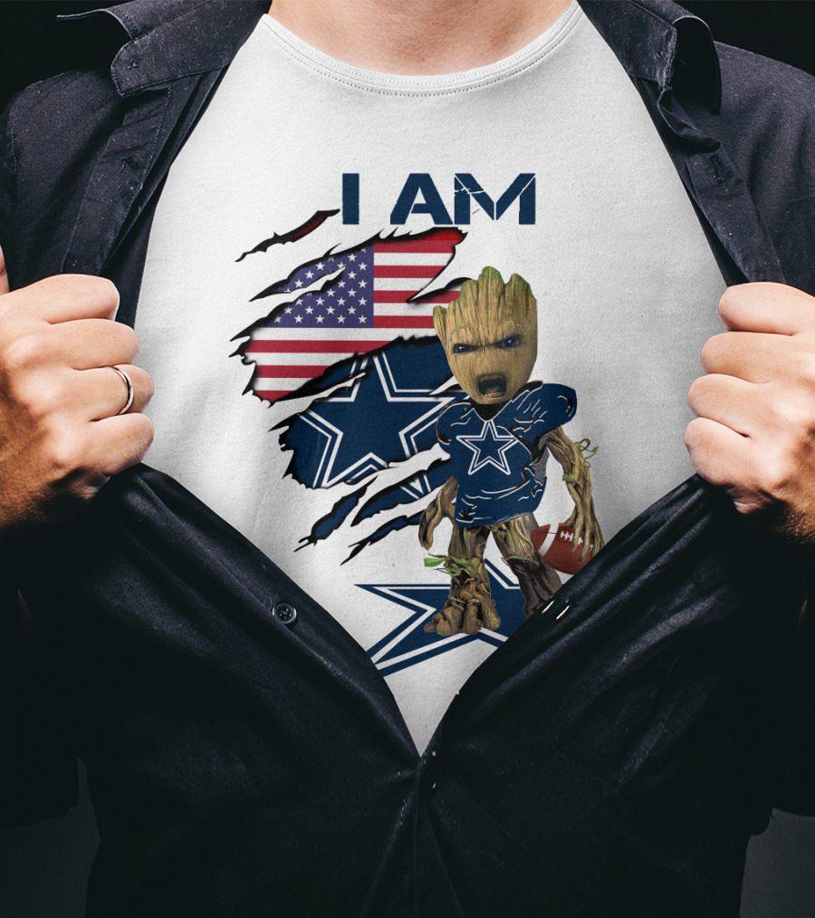 I Am Cowboys Baby Groot Star Football T-Shirt