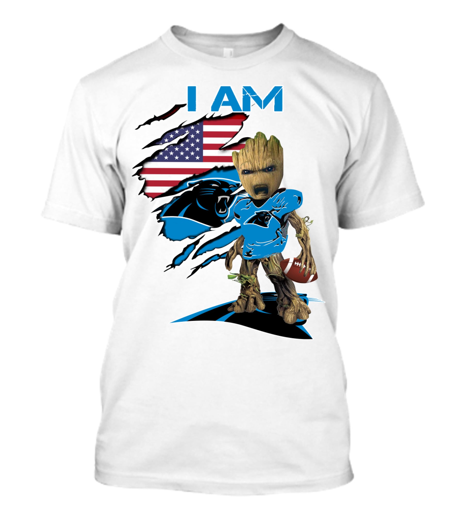 I AM Panthers Baby Groot Football Fan T-Shirt