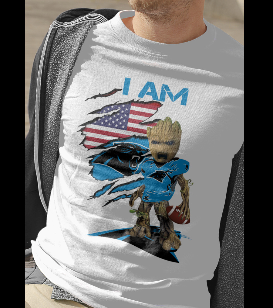 I AM Panthers Baby Groot Football Fan T-Shirt