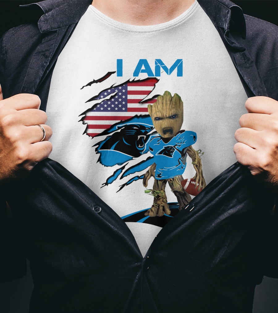 I AM Panthers Baby Groot Football Fan T-Shirt