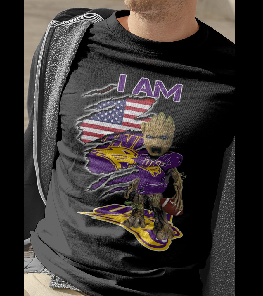I Am Uni Baby Groot American Flag Football Panthers T-Shirt