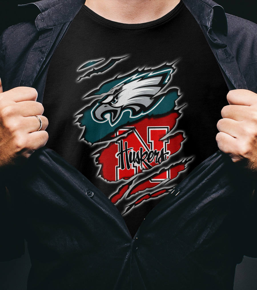 Eagles Huskers Philadelphia Nebraska Football Mashup T-Shirt