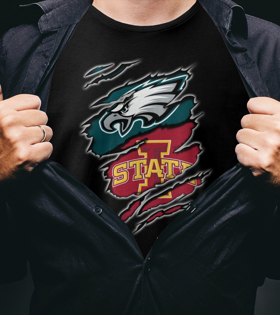 Philadelphia Eagles Iowa State Cyclones Claw Marks Logo Fusion T-Shirt