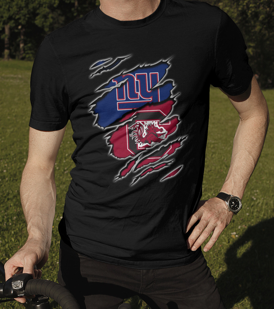 Ny Giants South Carolina Gamecocks Claw Marks Image Logo Mashup T-Shirt