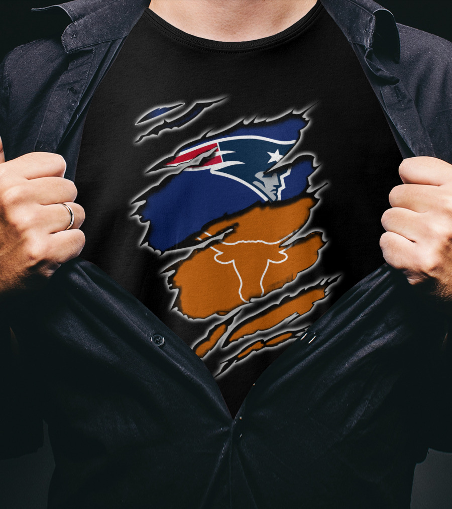 Patriots Longhorns Hybrid Fan Scratch Ripped T-Shirt