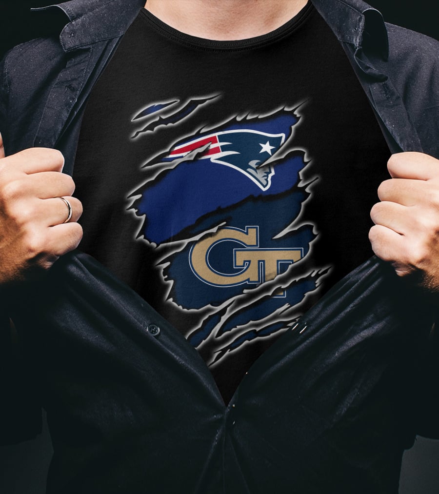 New England Patriots Georgia Tech Logo Collaboration T-Shirt
