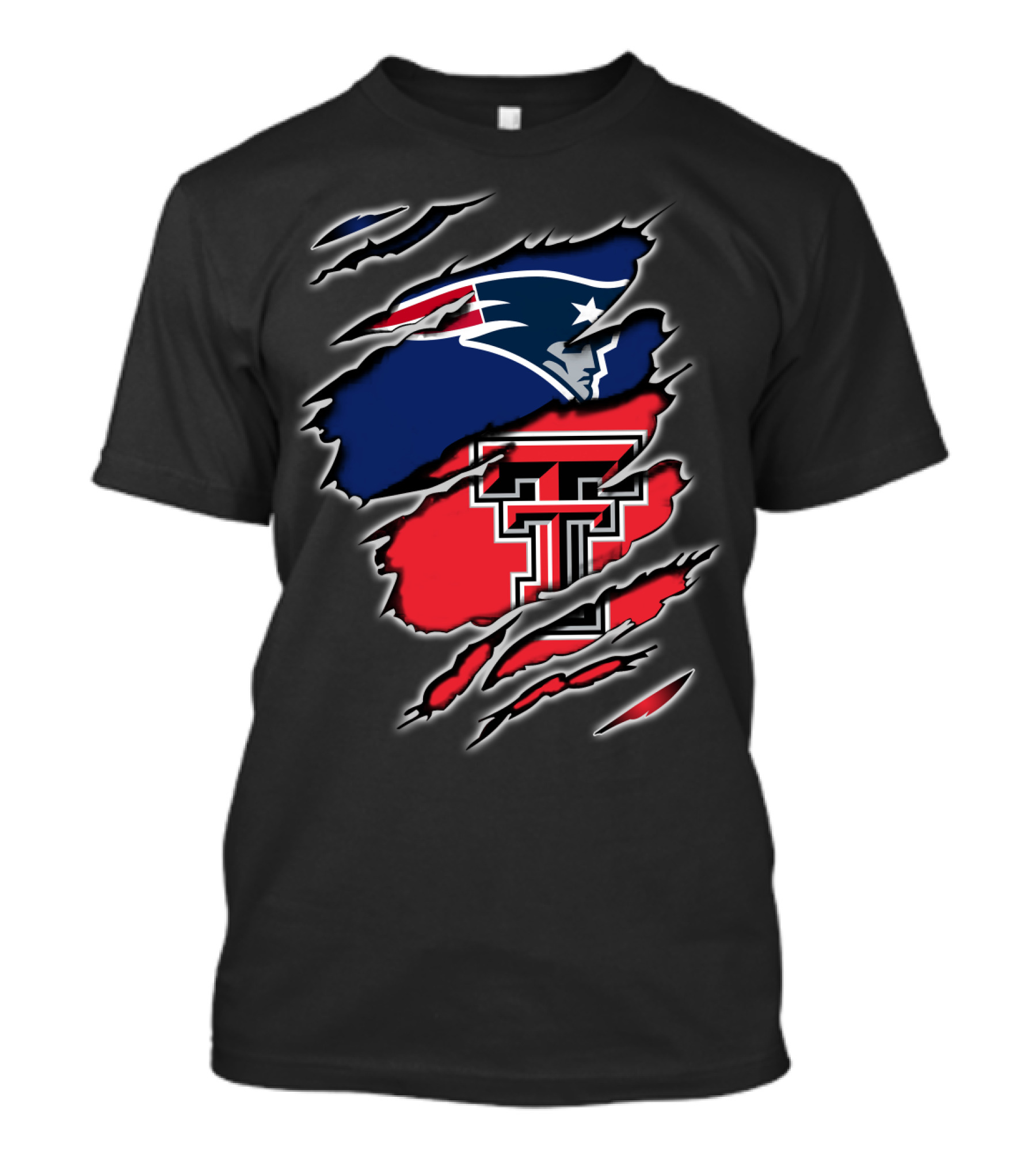 Patriots Texas Tech Raiders Football Rip Claw Marks T-Shirt