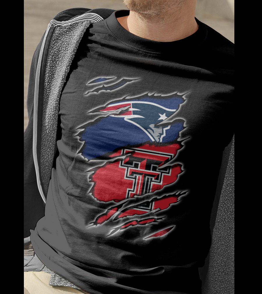 Patriots Texas Tech Raiders Football Rip Claw Marks T-Shirt