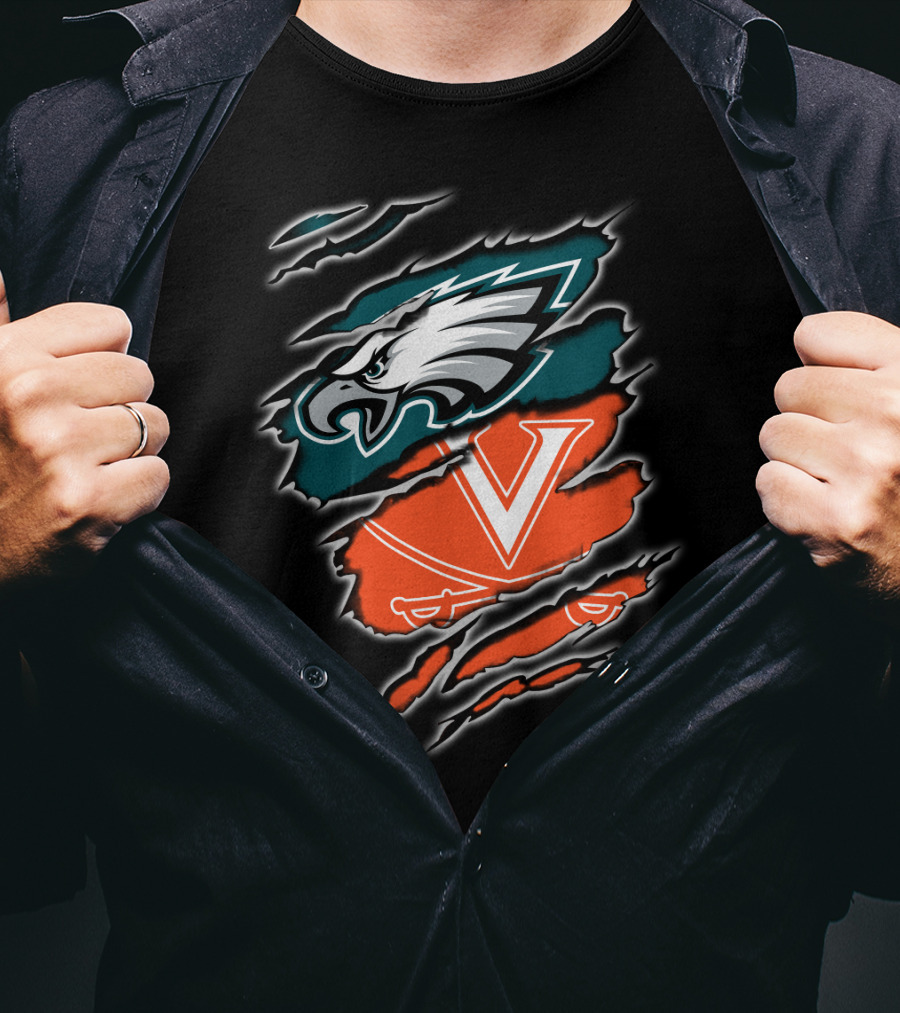 Philadelphia Eagles Virginia Cavaliers Fan Crossover T-Shirt