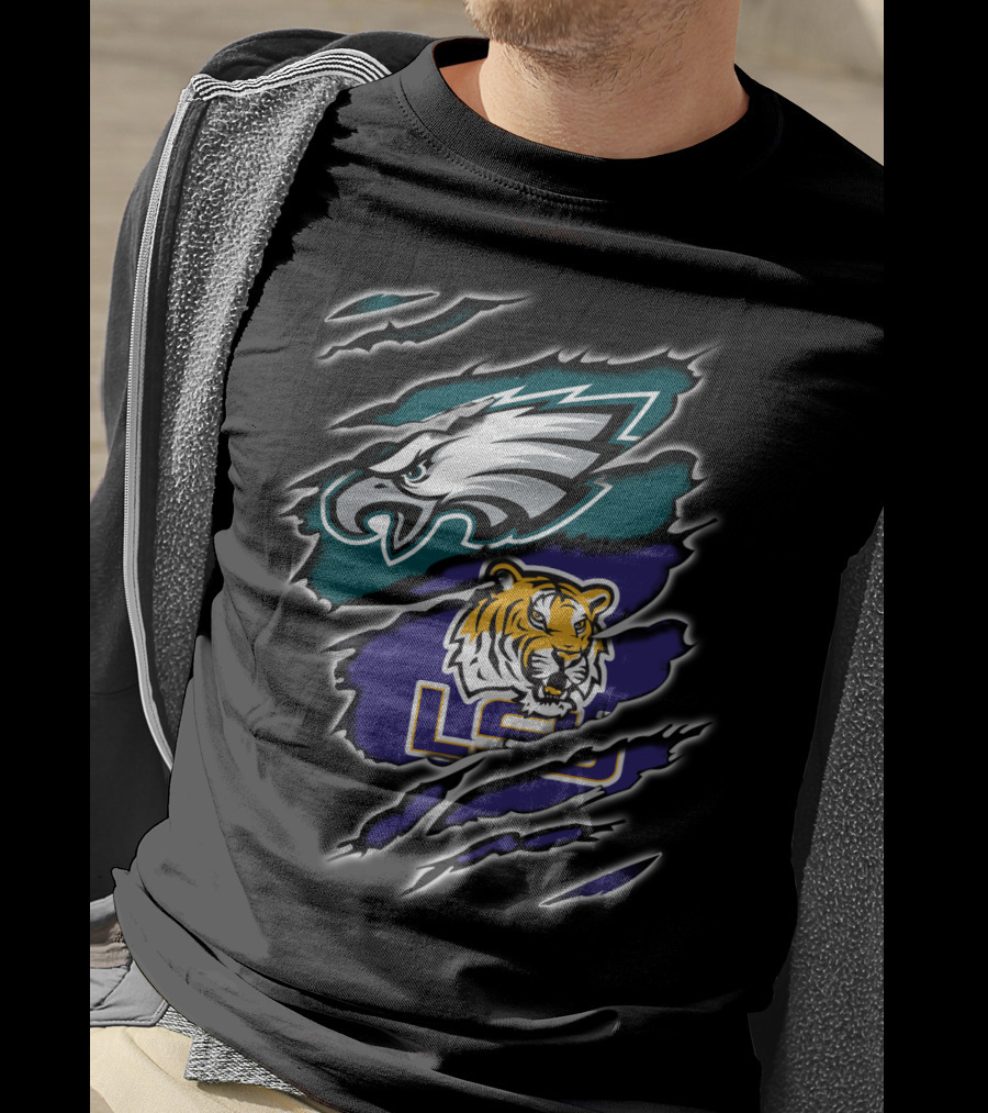 Philadelphia Eagles LSU Tigers Ripped T-Shirt