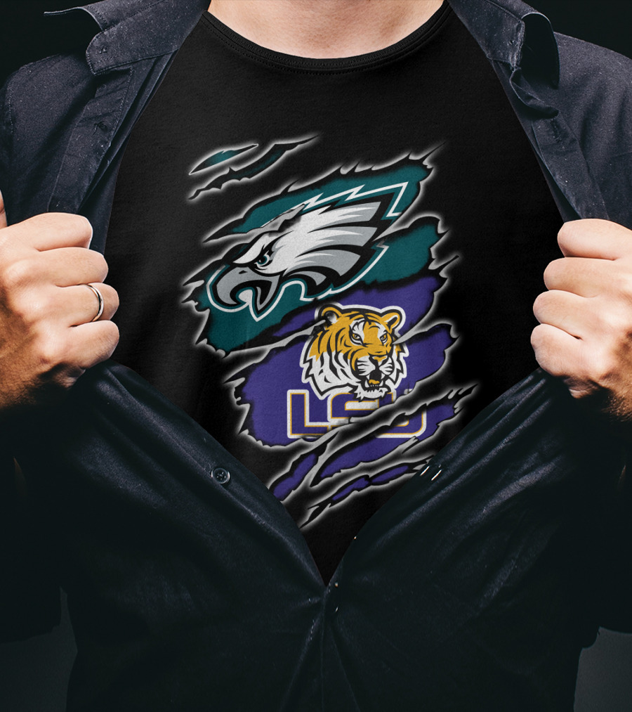 Philadelphia Eagles LSU Tigers Ripped T-Shirt